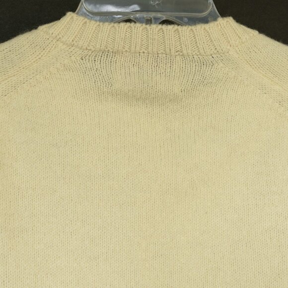 Vintage White Wool Sweater Scottish Fisherman Crew Neck Mariner Medium Knit - Picture 5 of 9